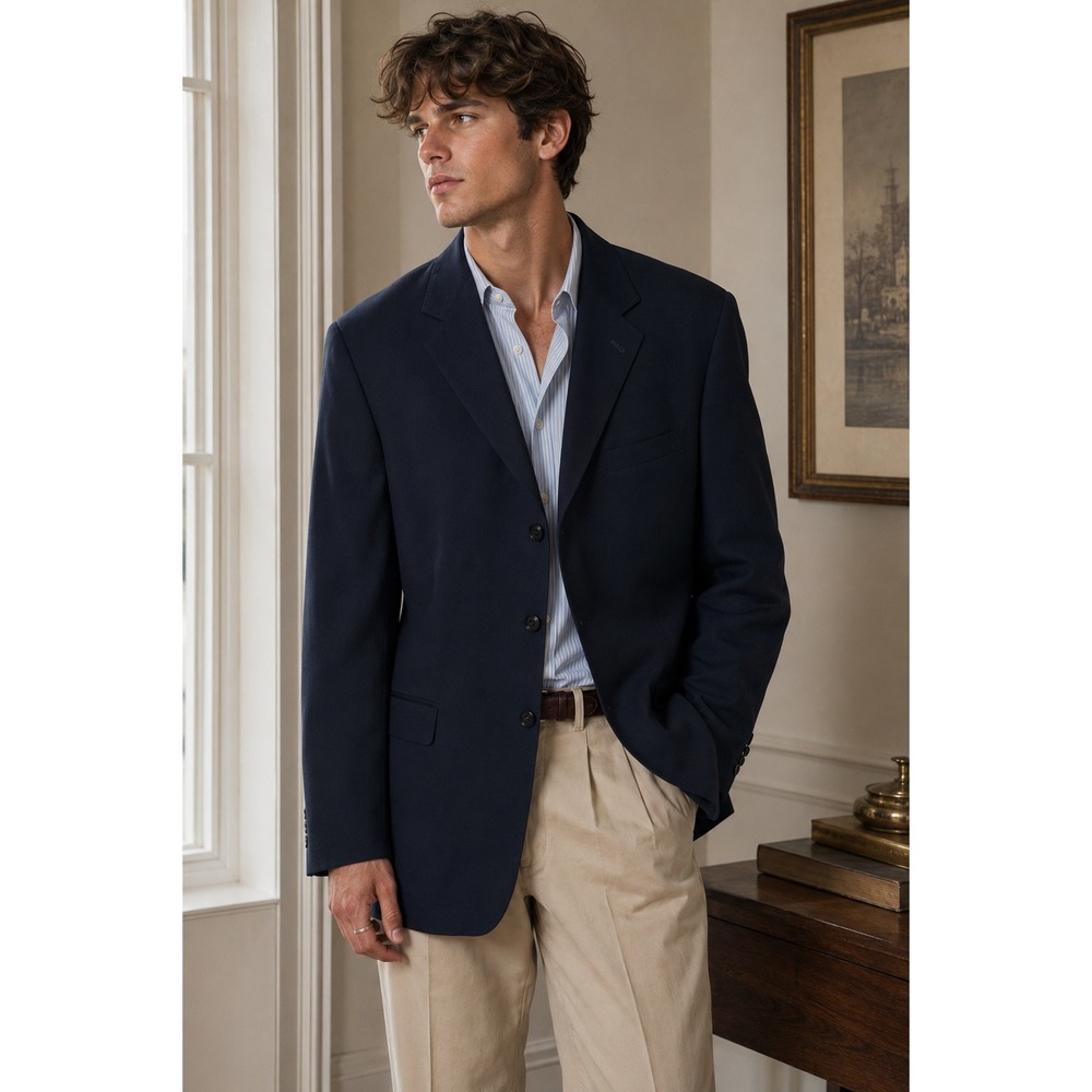 Pure New Wool Ralph Lauren for Dillard's Navy Blazer‎ Men's 46T Tall